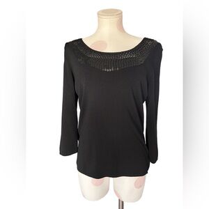 – Carducci Black Beaded Knit Top – L